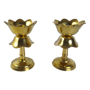 Brass Lotus Long Nandha Diyas (1 pair)